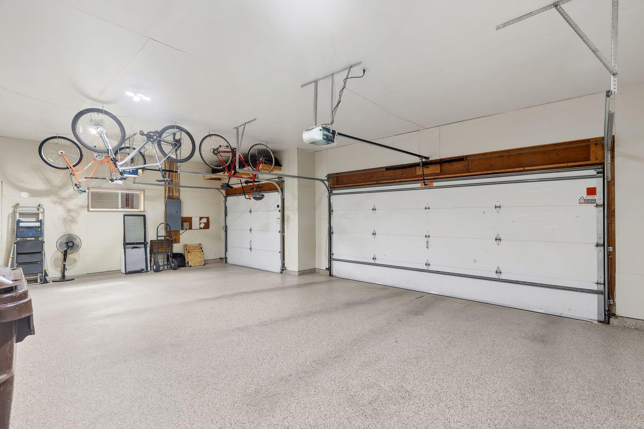 4-stall garage with epoxy floors