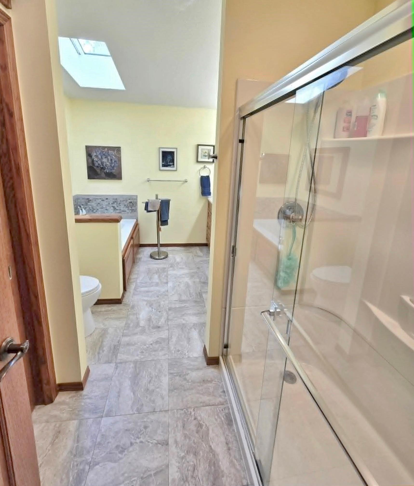 Heated floors with walk in shower