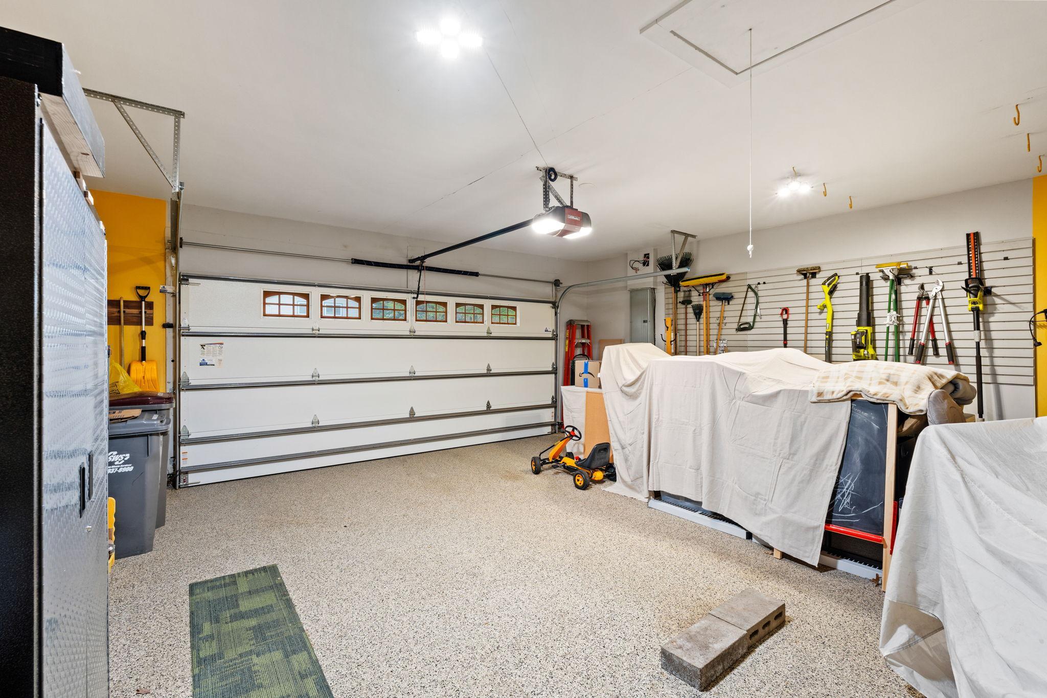 Insulated garage with epoxy floors