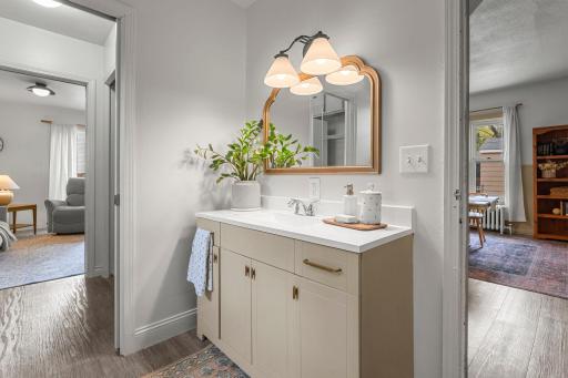 Charming vanity and extended counter space!