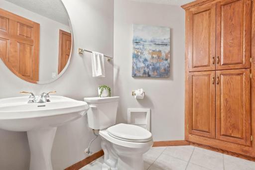 Lower level half bath located off the main living space.