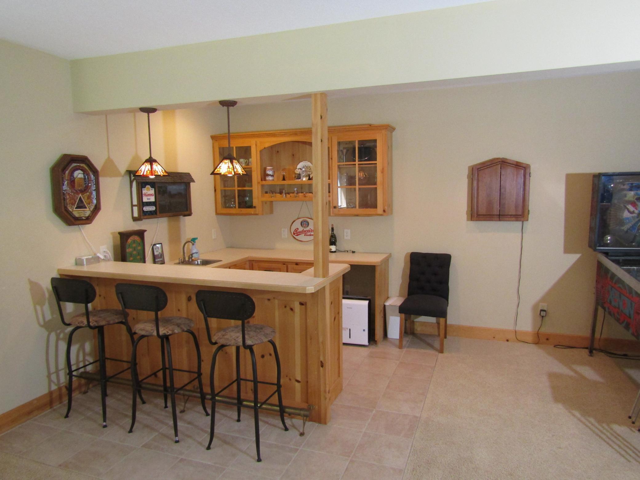Wet bar in lower-level family room.