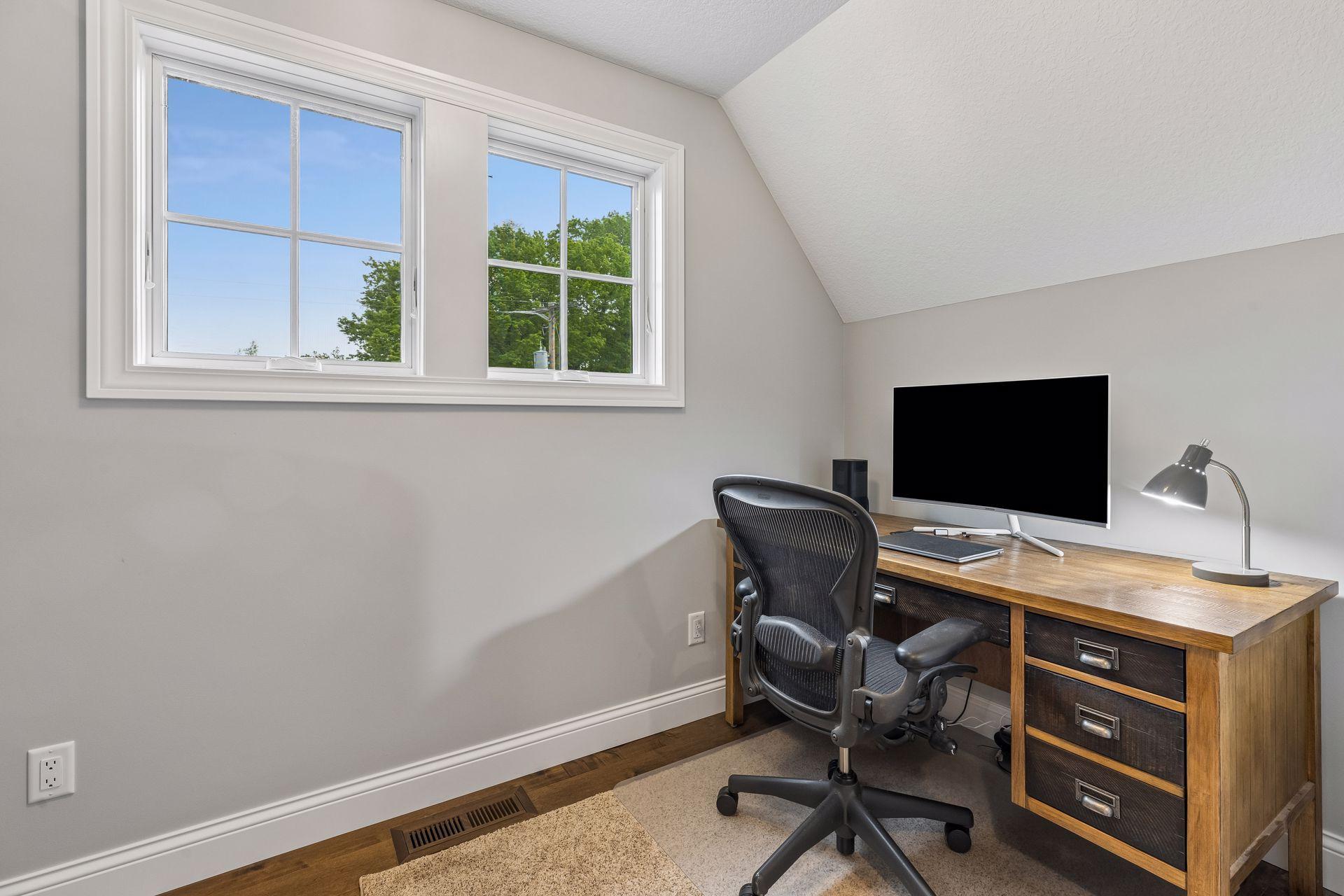 Office nook located on the upper level.