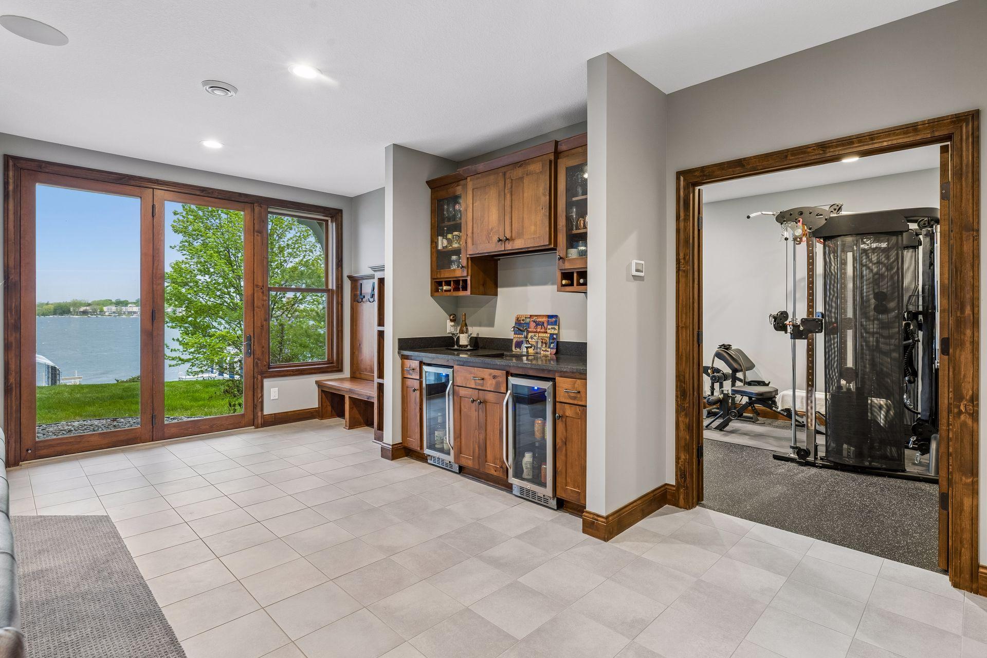 Fabulous wet-bar area with two beverage fridges