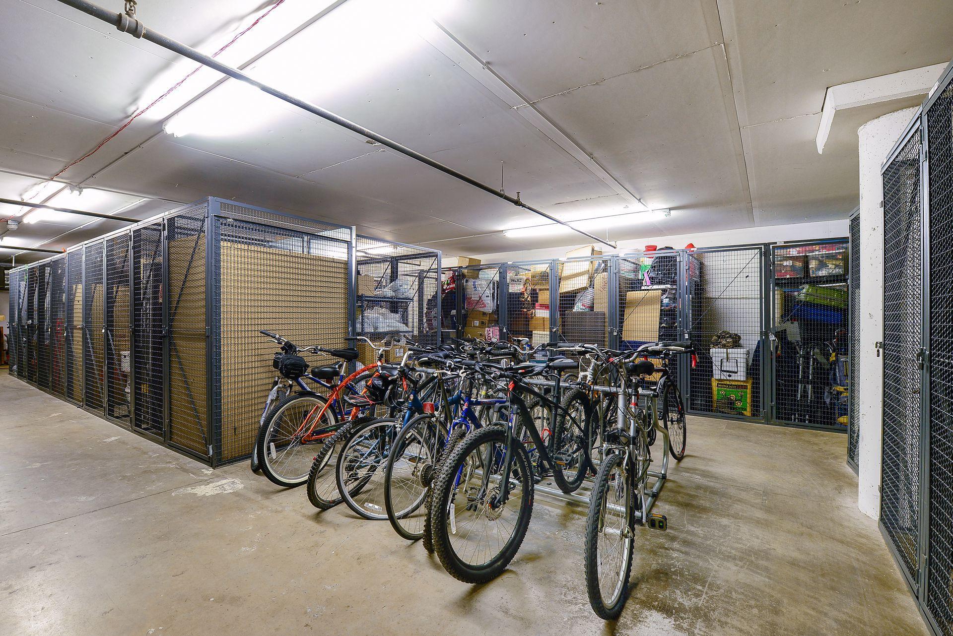 Generous storage space with convenient bike racks for active urban lifestyles.