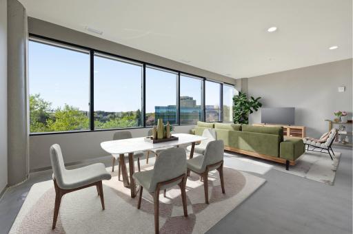 virtually staged for illustrative purposes / Bright, modern living space filled with natural light, creating a warm and inviting atmosphere.