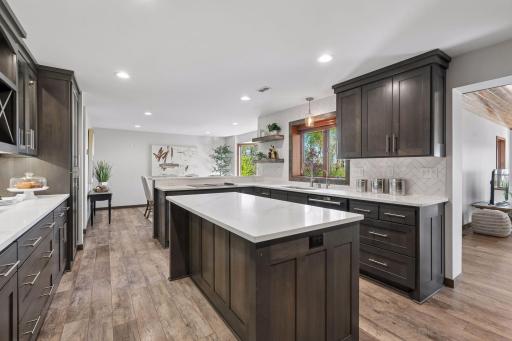 Gourmet kitchen with desirable, oversized island.