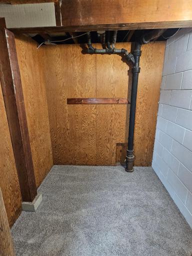 Storage area in the lower level that could be converted to an additional bathroom.