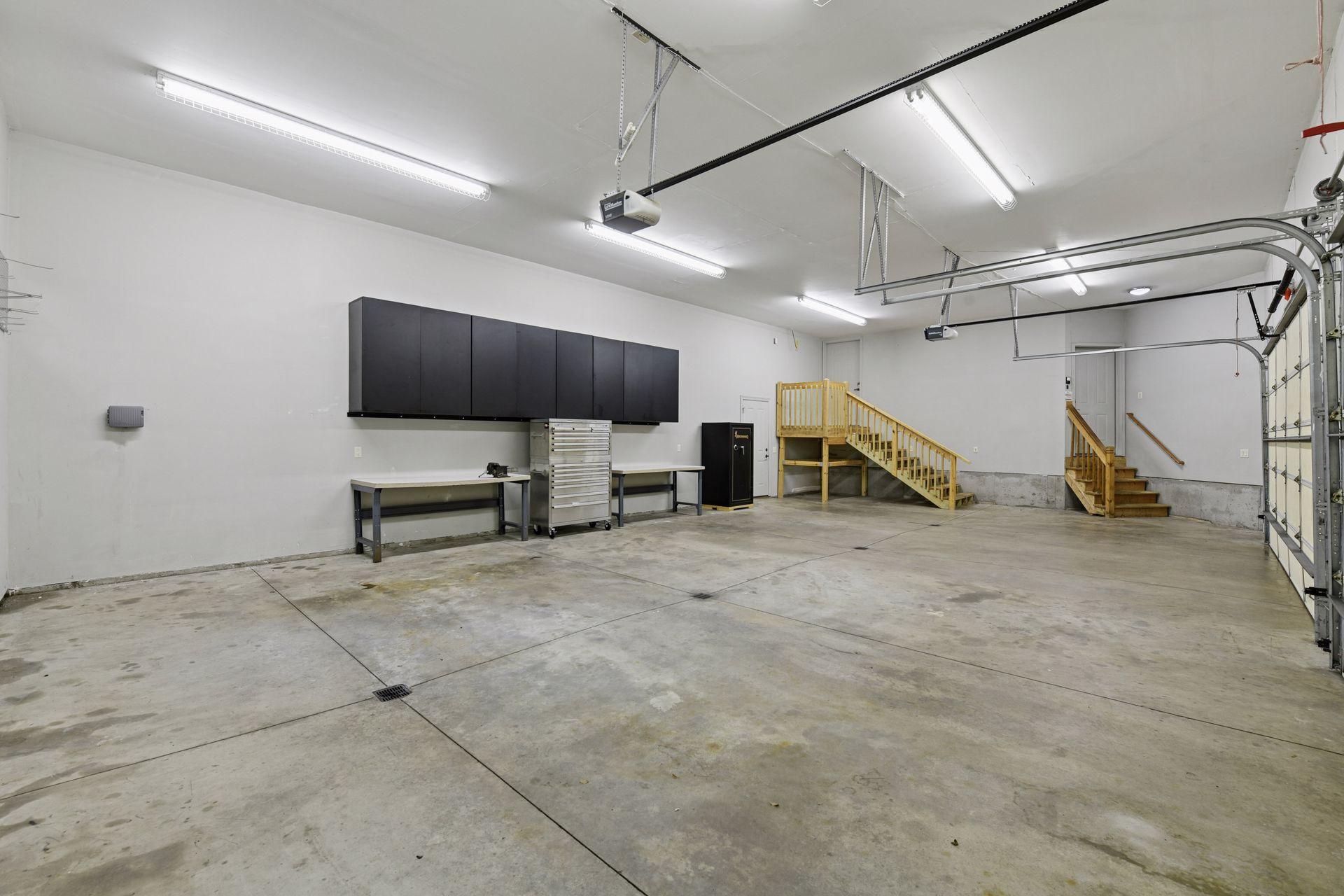 4 car attached garage with 12 foot ceilings
