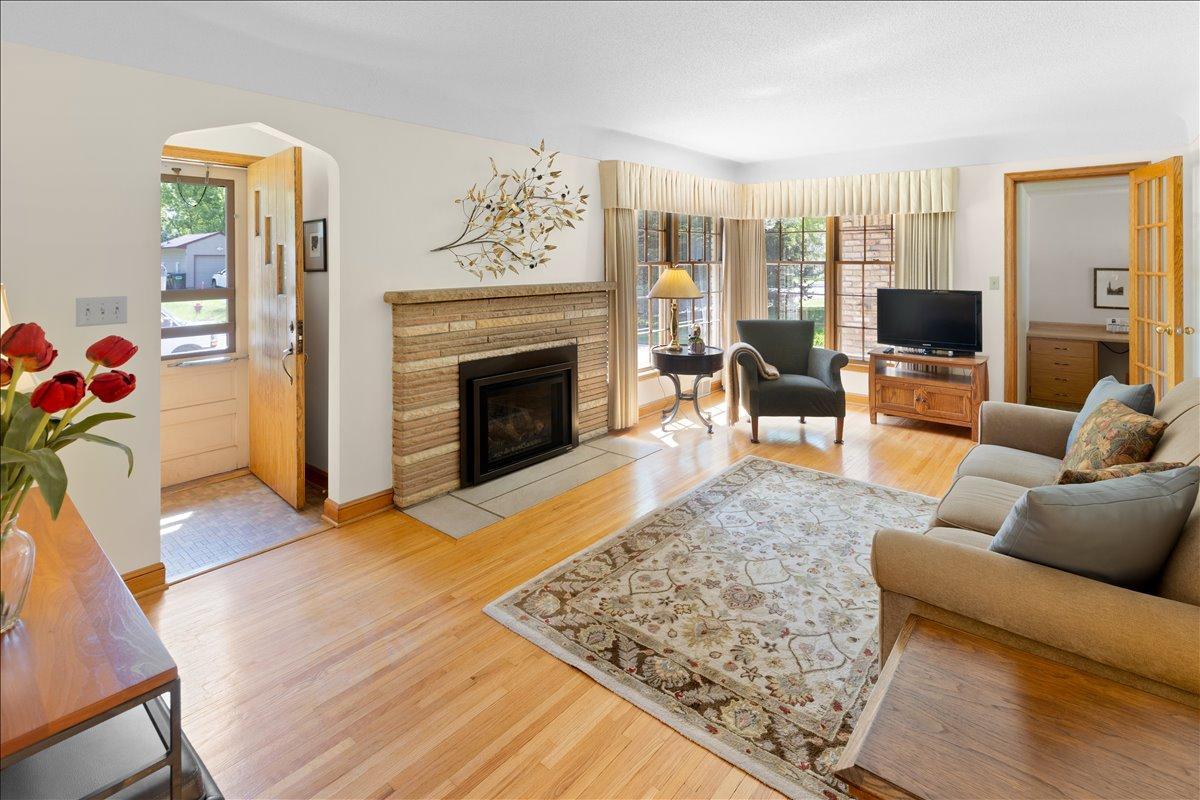 Original hardwoods and gas fireplace