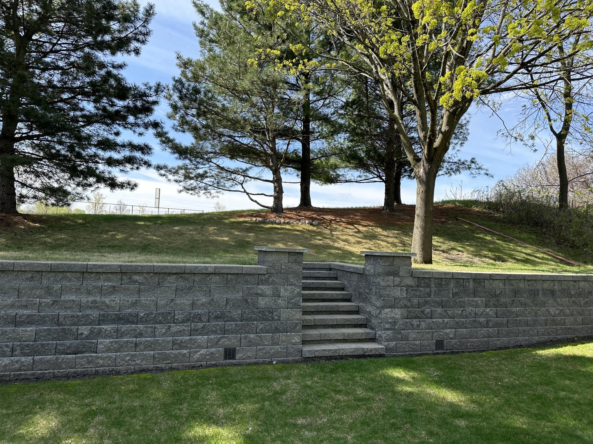 84' Versa-Lock Wall with stairs leading to Kohler Meadows Park