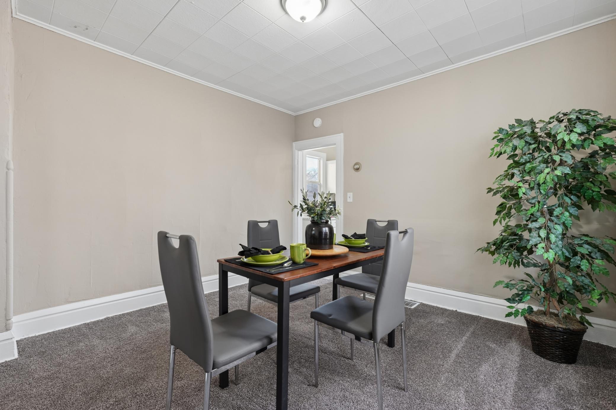Light-filled dining space with classic trim detail.