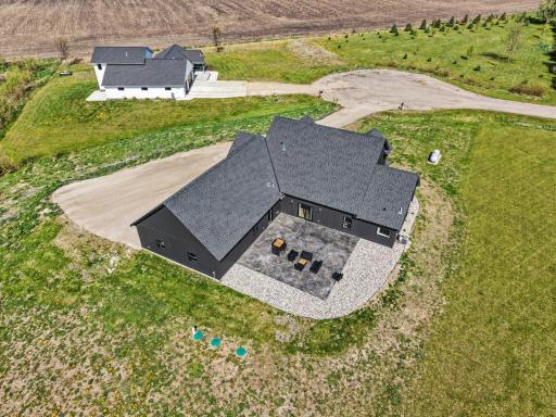 Aerial back view â 30x30 stamped concrete patio, 2025 â Le Center MN