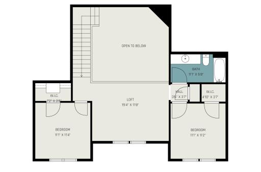Upper level layout 725 sqftâ 2 bedrooms, loft, full bath â Lake Volney Circle