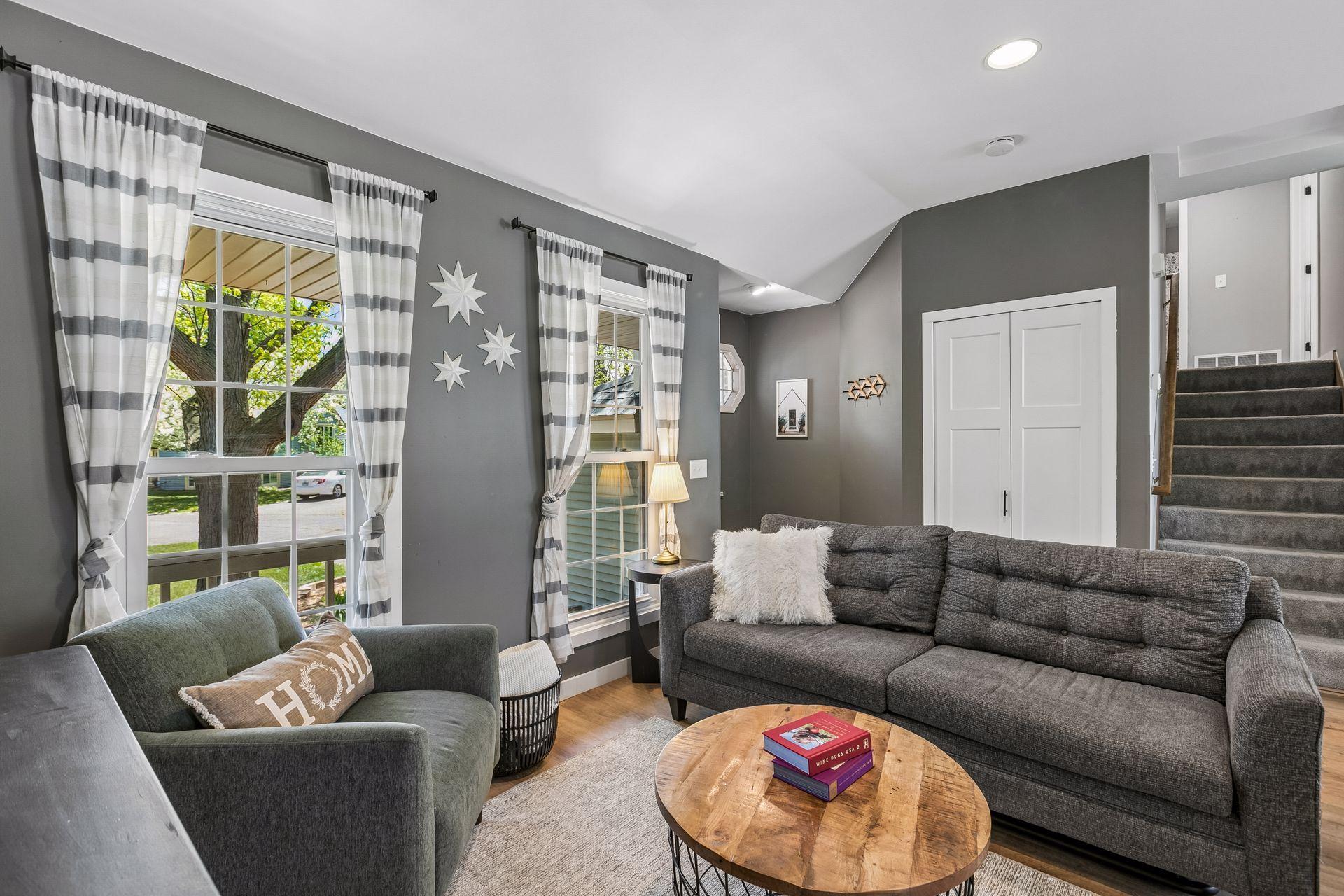 A large entry closet near the front door has built in shelving and room for all your extras. Updated white panel doors give the spaces a modern look.