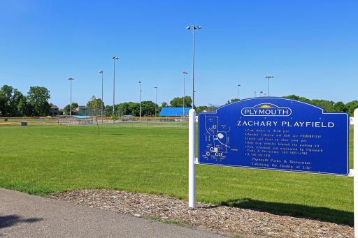 Zachary Playfield and ballpark is to the South.