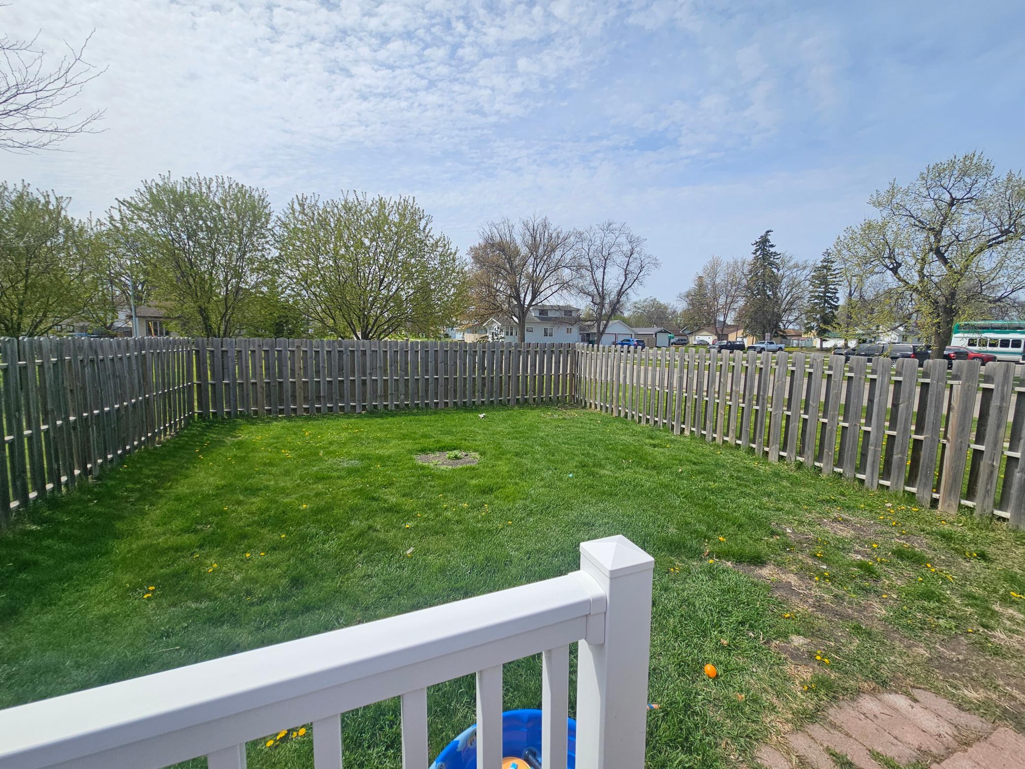 fenced back yard