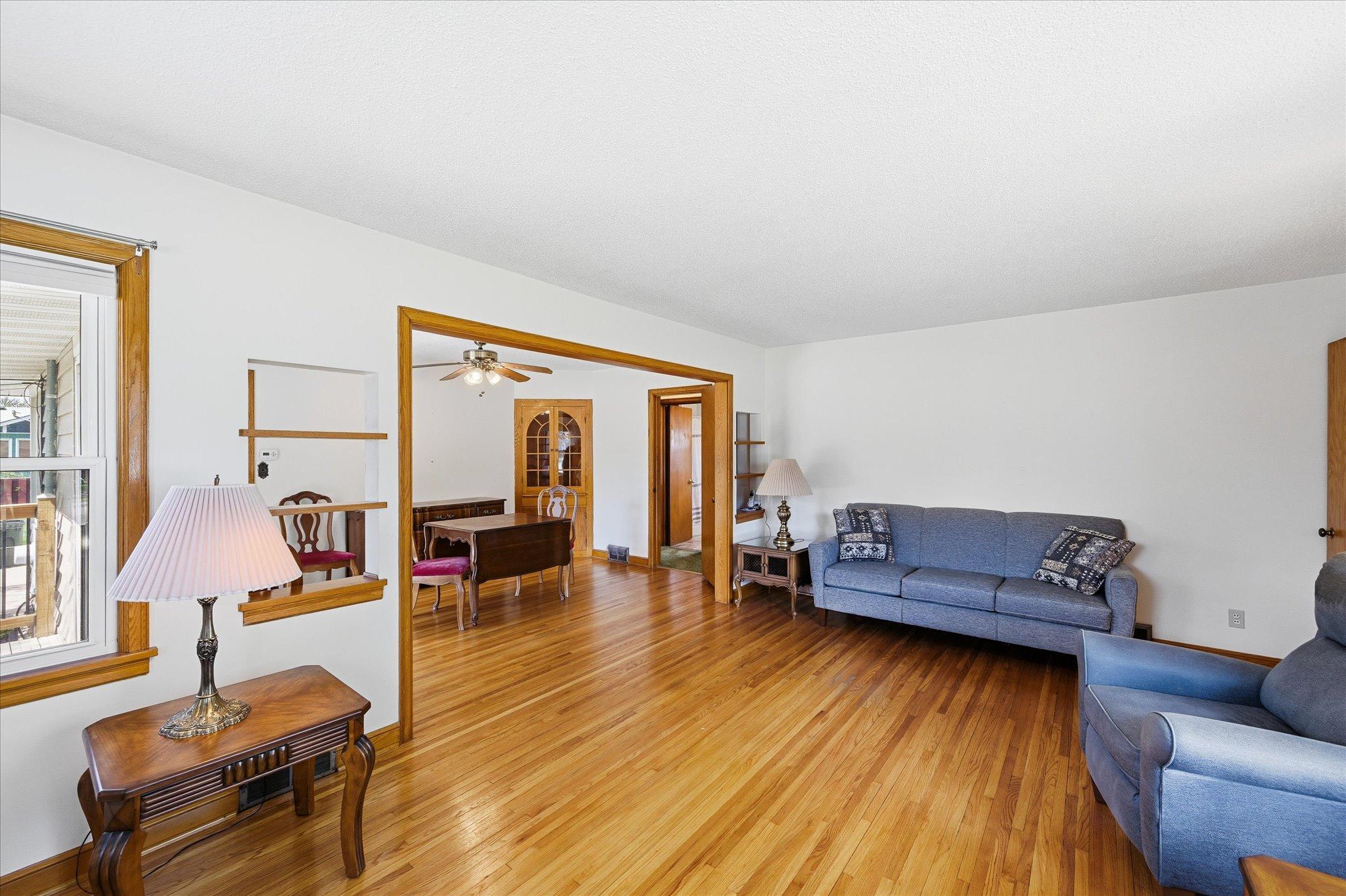 Gleaming Oak wood floors.