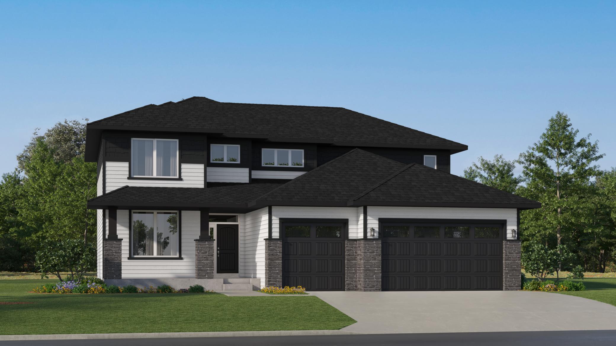 (Exterior rendering, actual home's finishes will vary.)