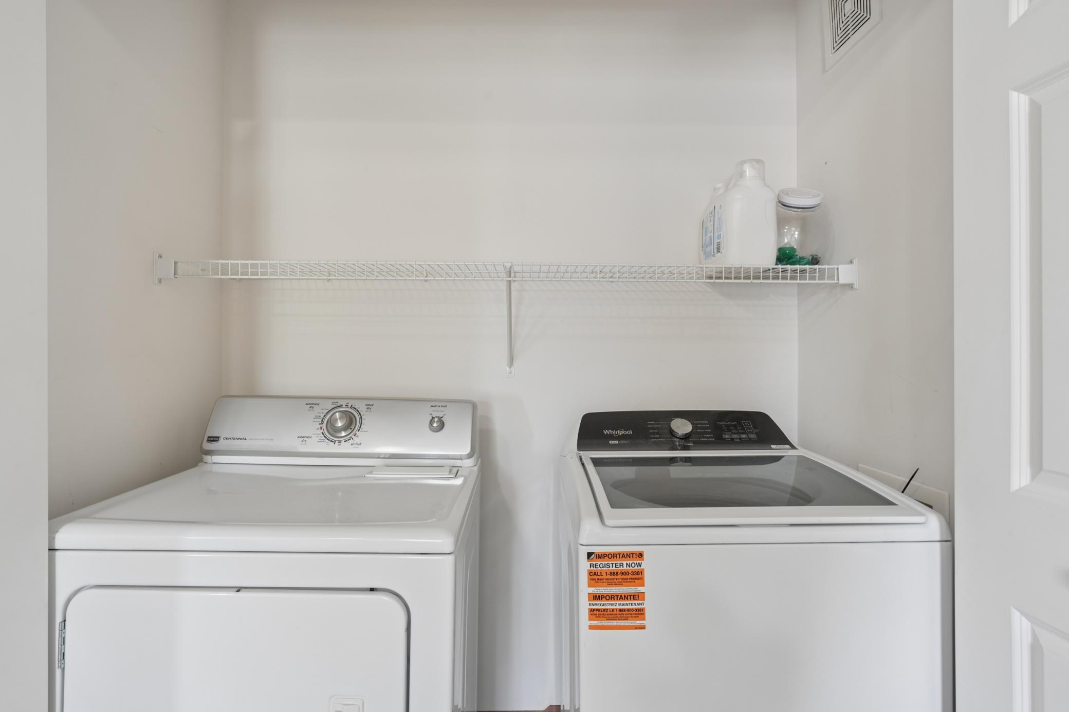 New washer in the upper level laundry, no need to lug baskets up and down the stairs