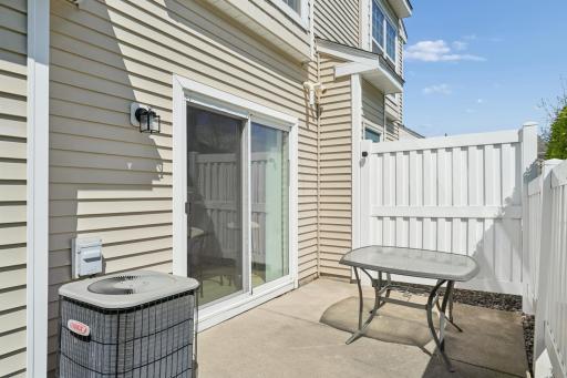 Enjoy the patio with privacy fence for your morning coffee