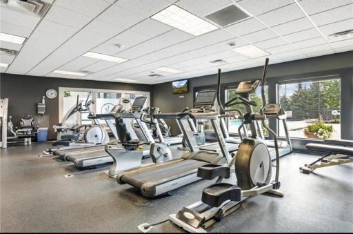 The state of the art workout space provides a variety of equipment