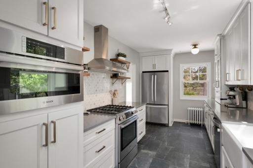 New kitchen with thoughtful layout; great work and storage spaces