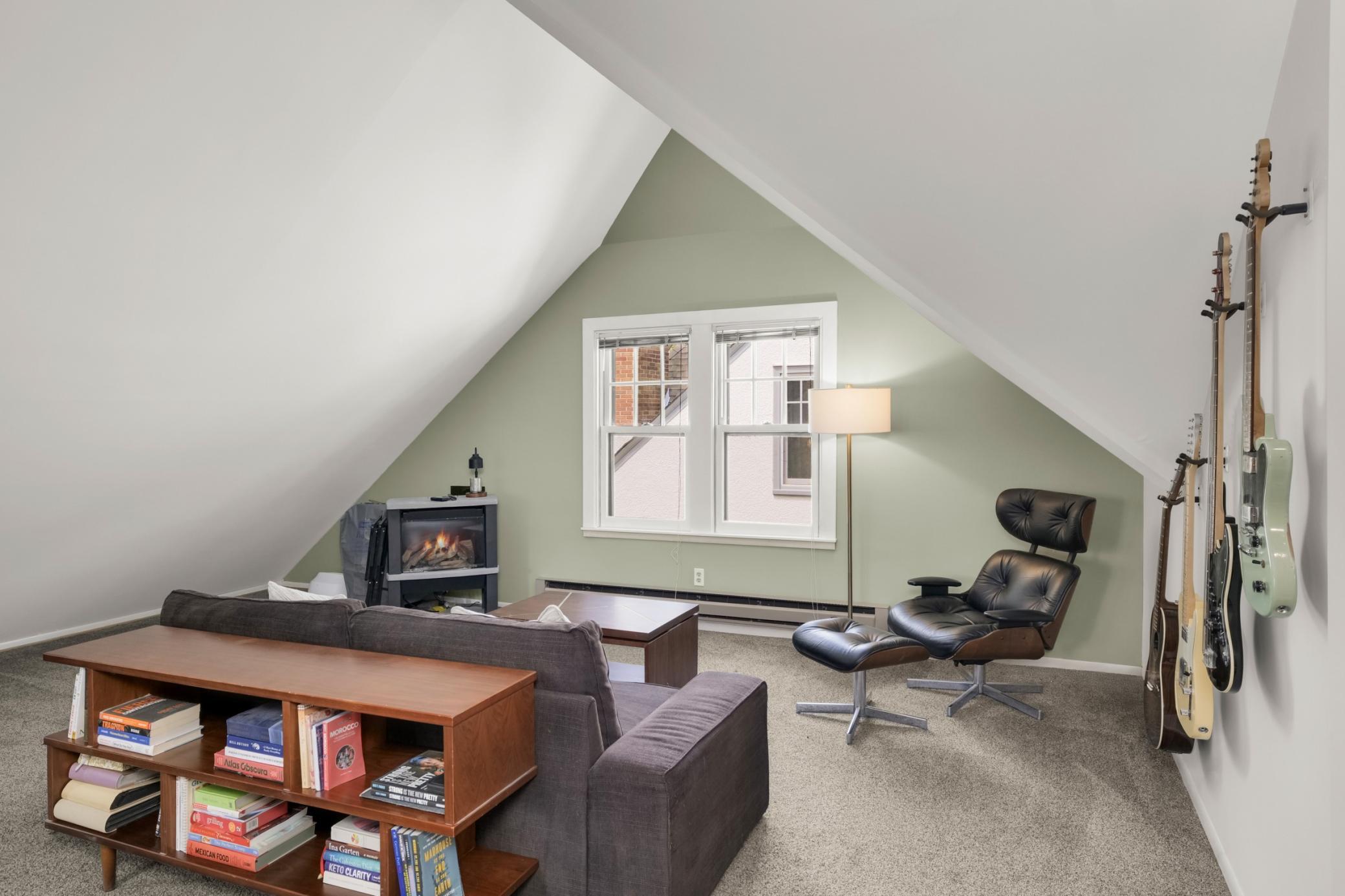 Primary sitting area with fireplace