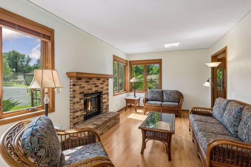 Currently used as a living / sitting room with inviting wood burning fireplace