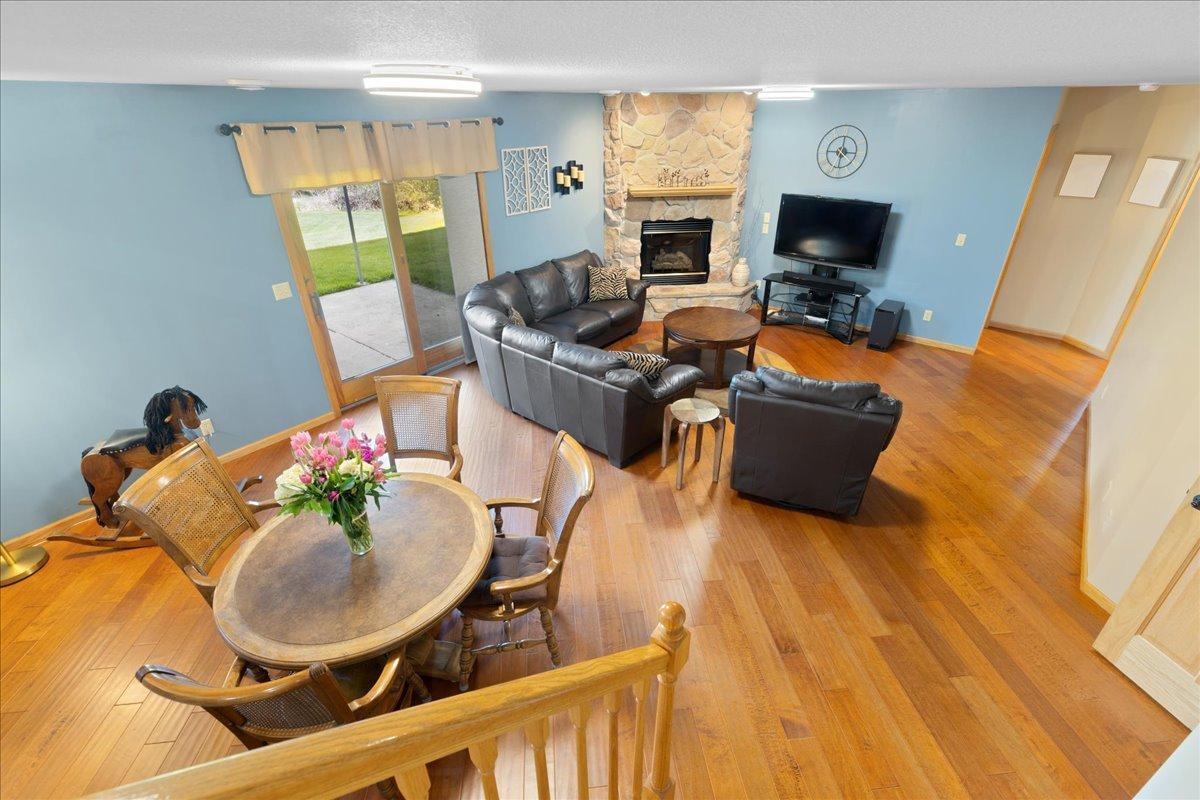 Walkout Family Room with Stone Fireplace
