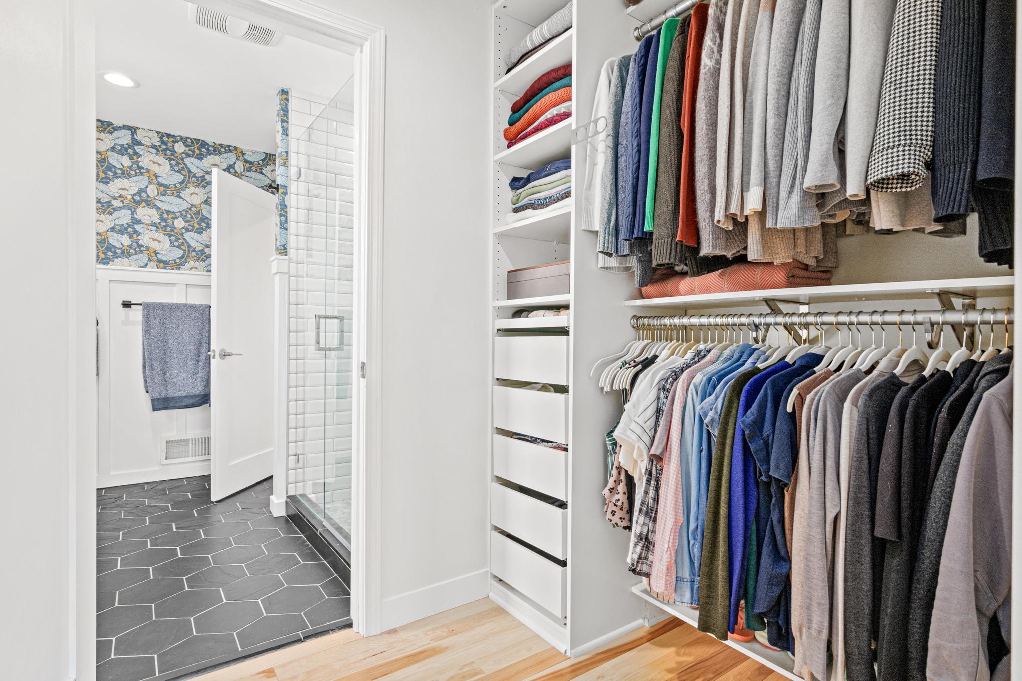 Main Level Walking Closet and Bathroom
