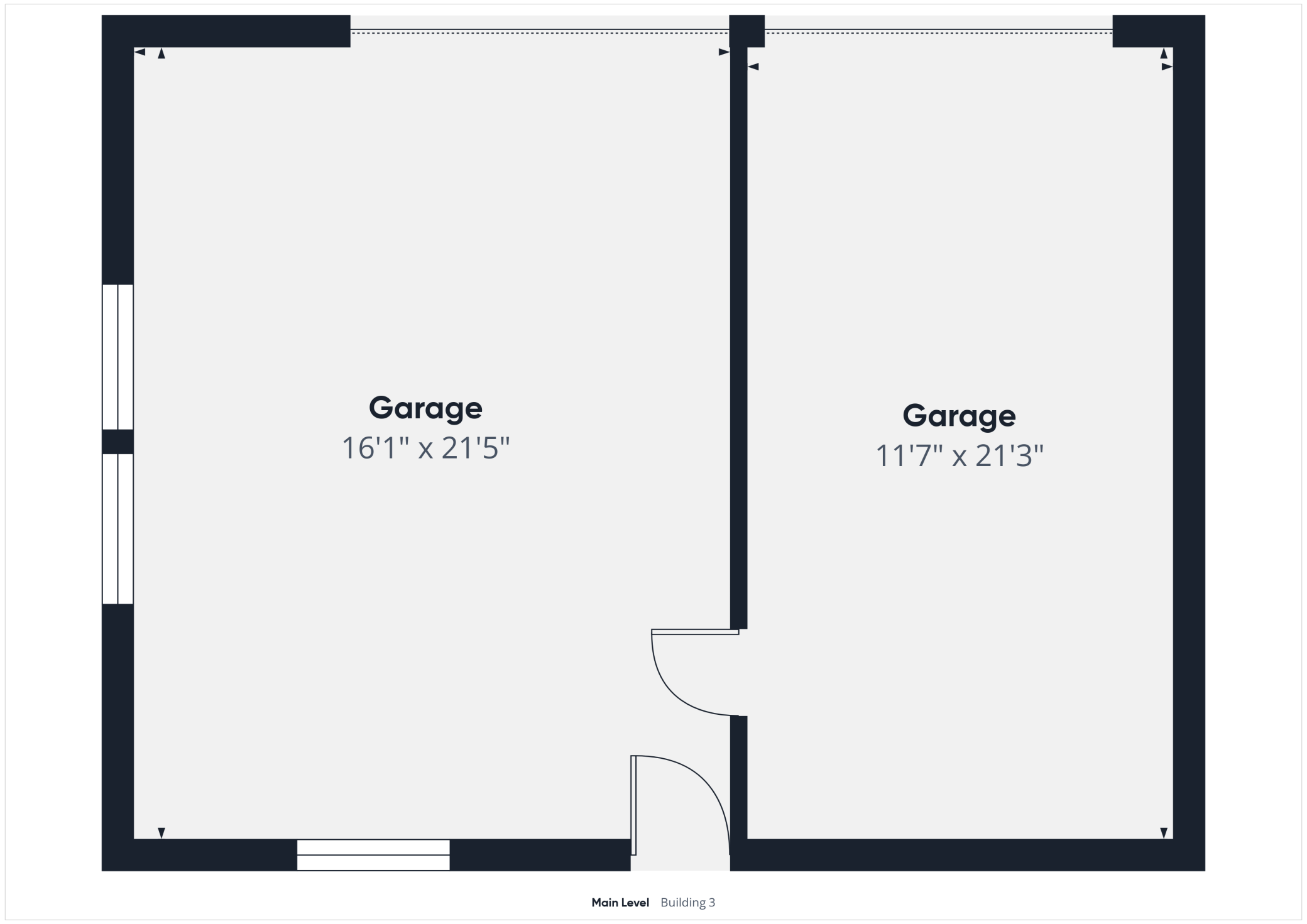 Floor plan for large detached 2-car garage.