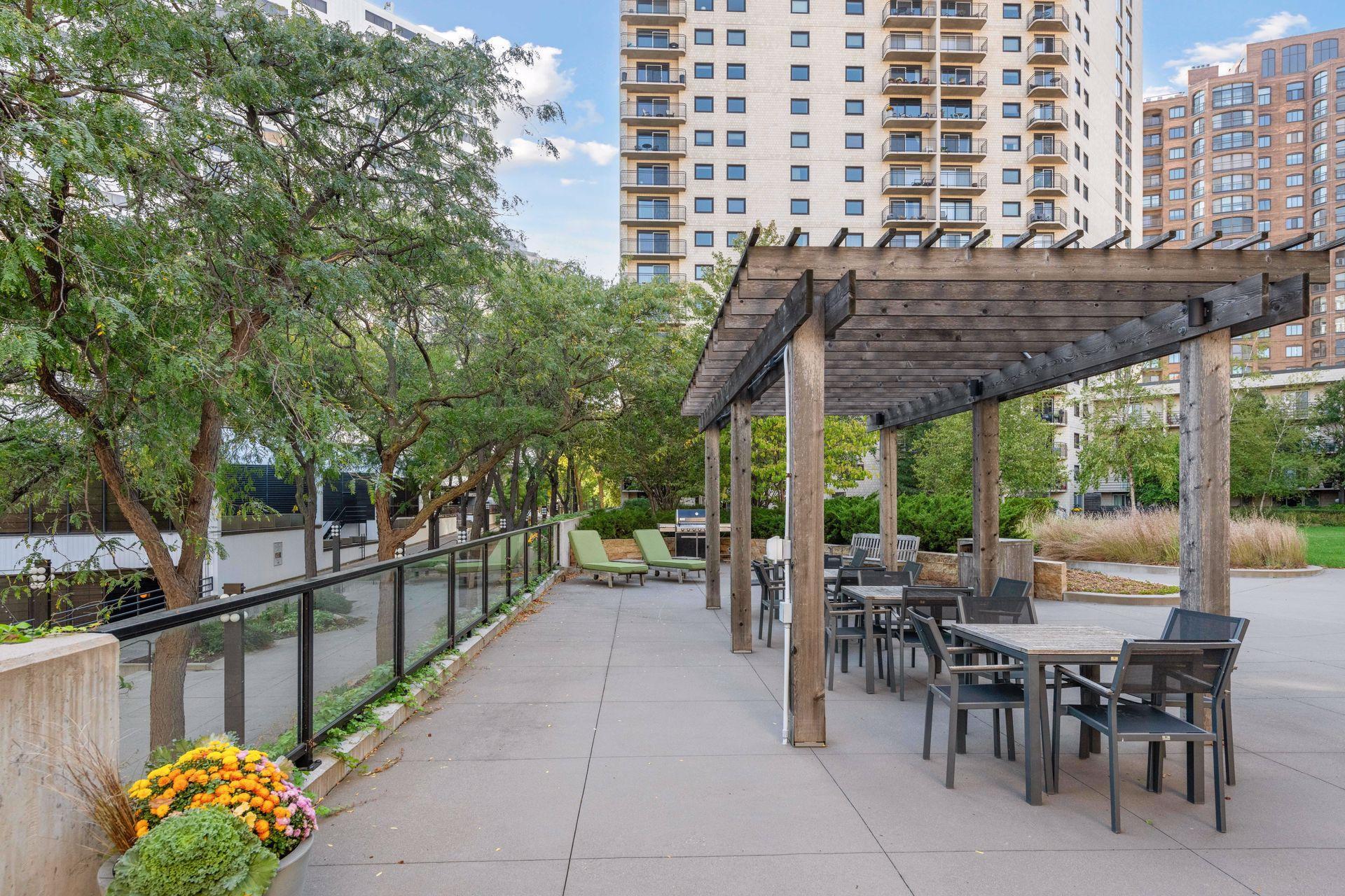 Plaza with view of Loring Greenway