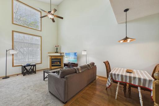 Living and dining rooms flow together for easy living.