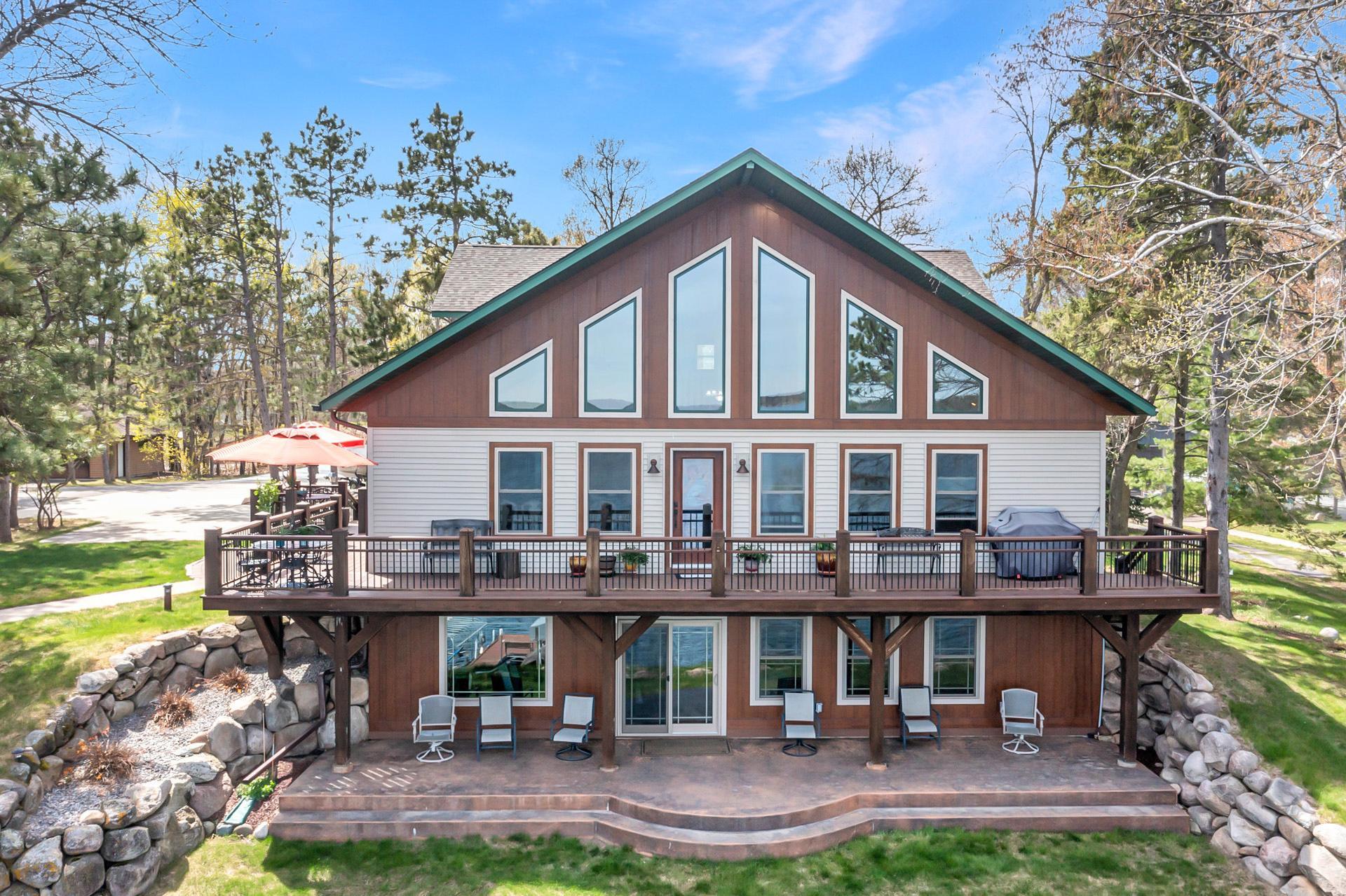 Large wrap around deck and patio spaces on the lakeside!!