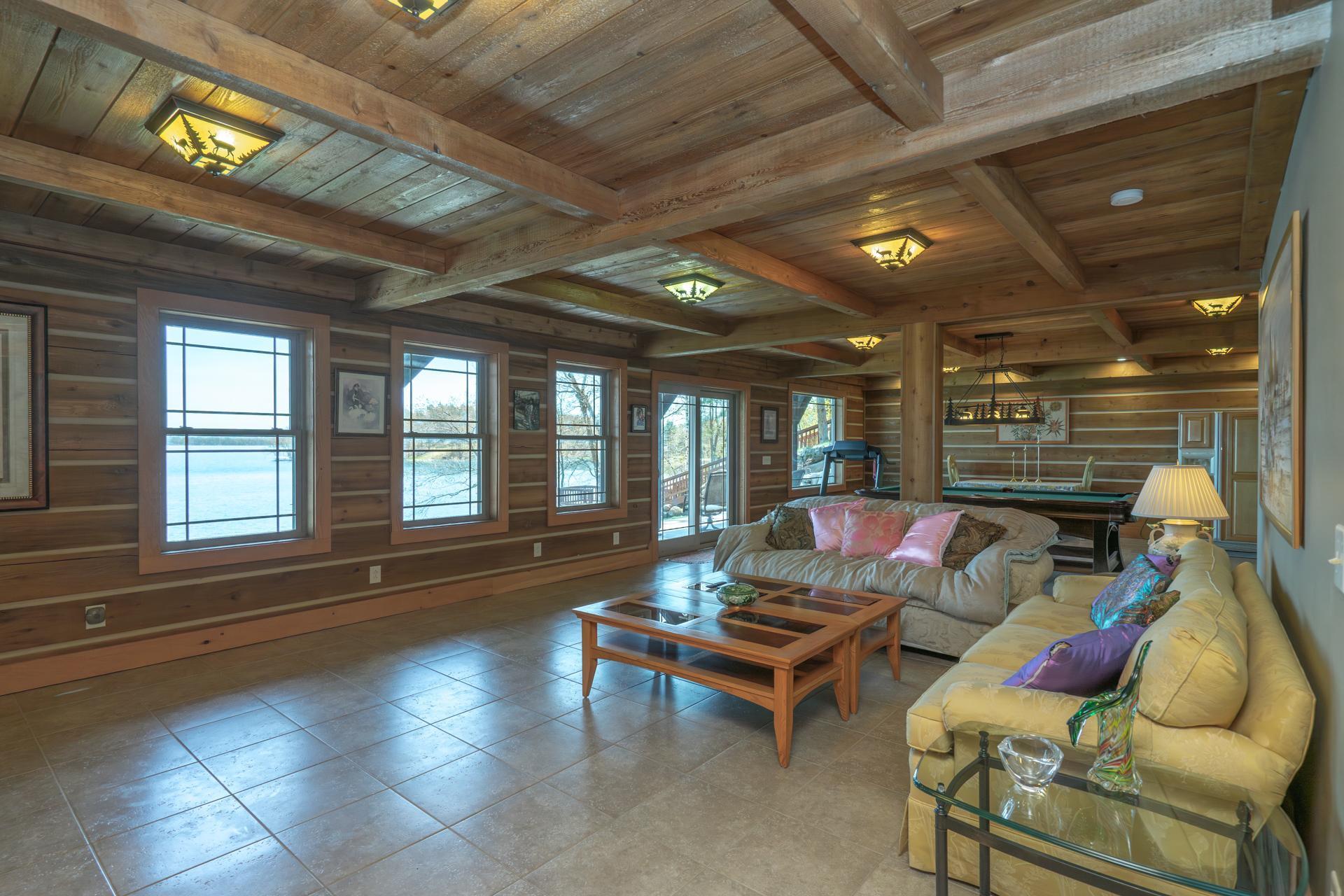 Walk out lower level provides easy access to patio and lake