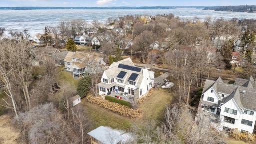 Aerial View of Back Yard with Solar Panels