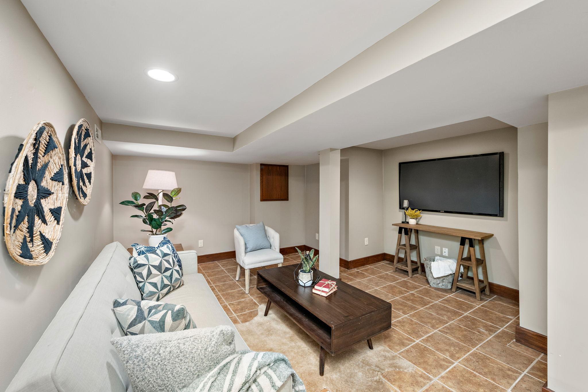 Finished Lower Level Entertainment Area