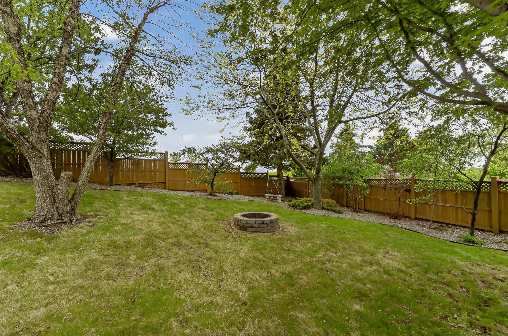 Fully fenced in yard-firepit