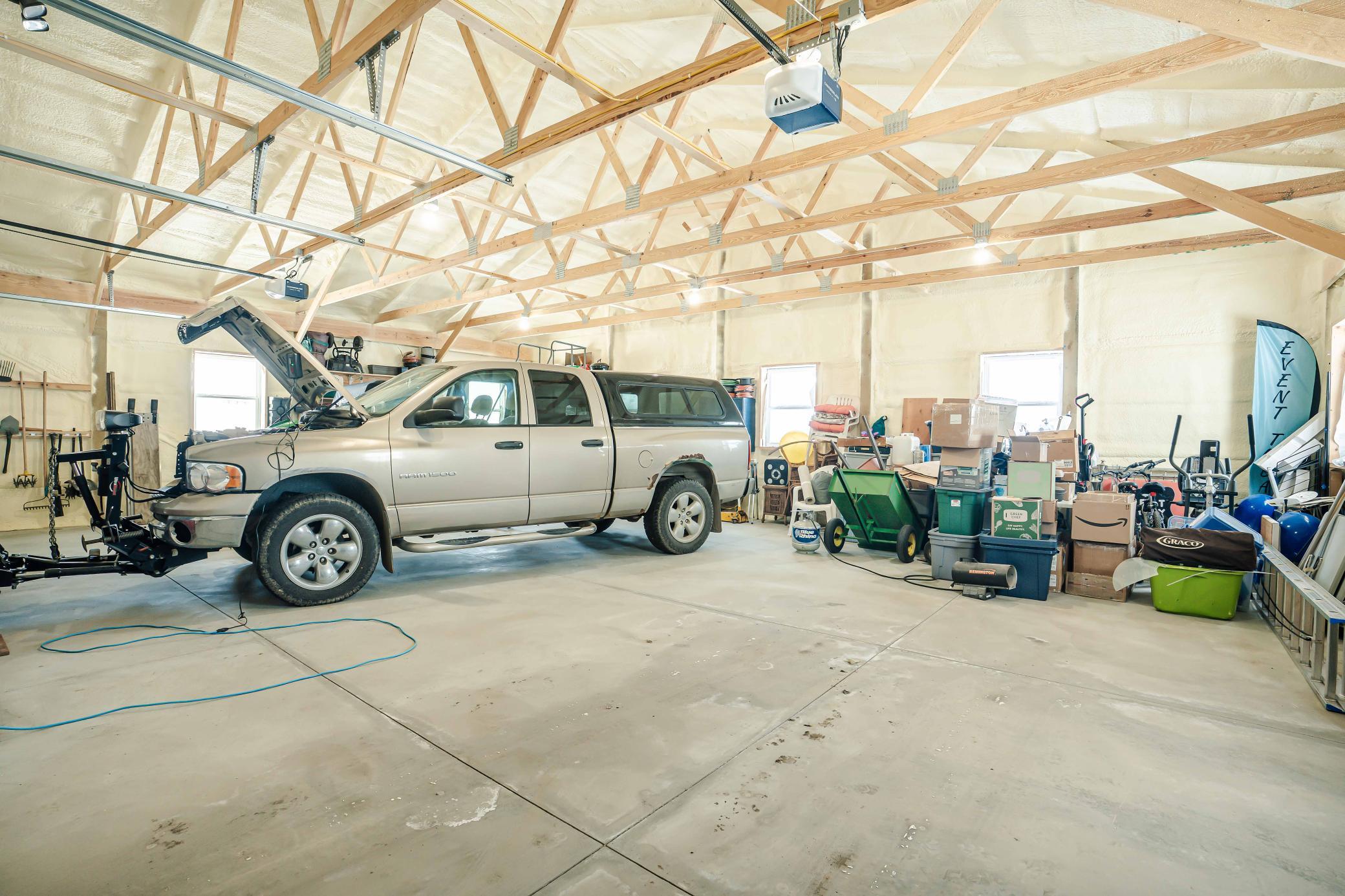 3 car garage with spray foam insulation