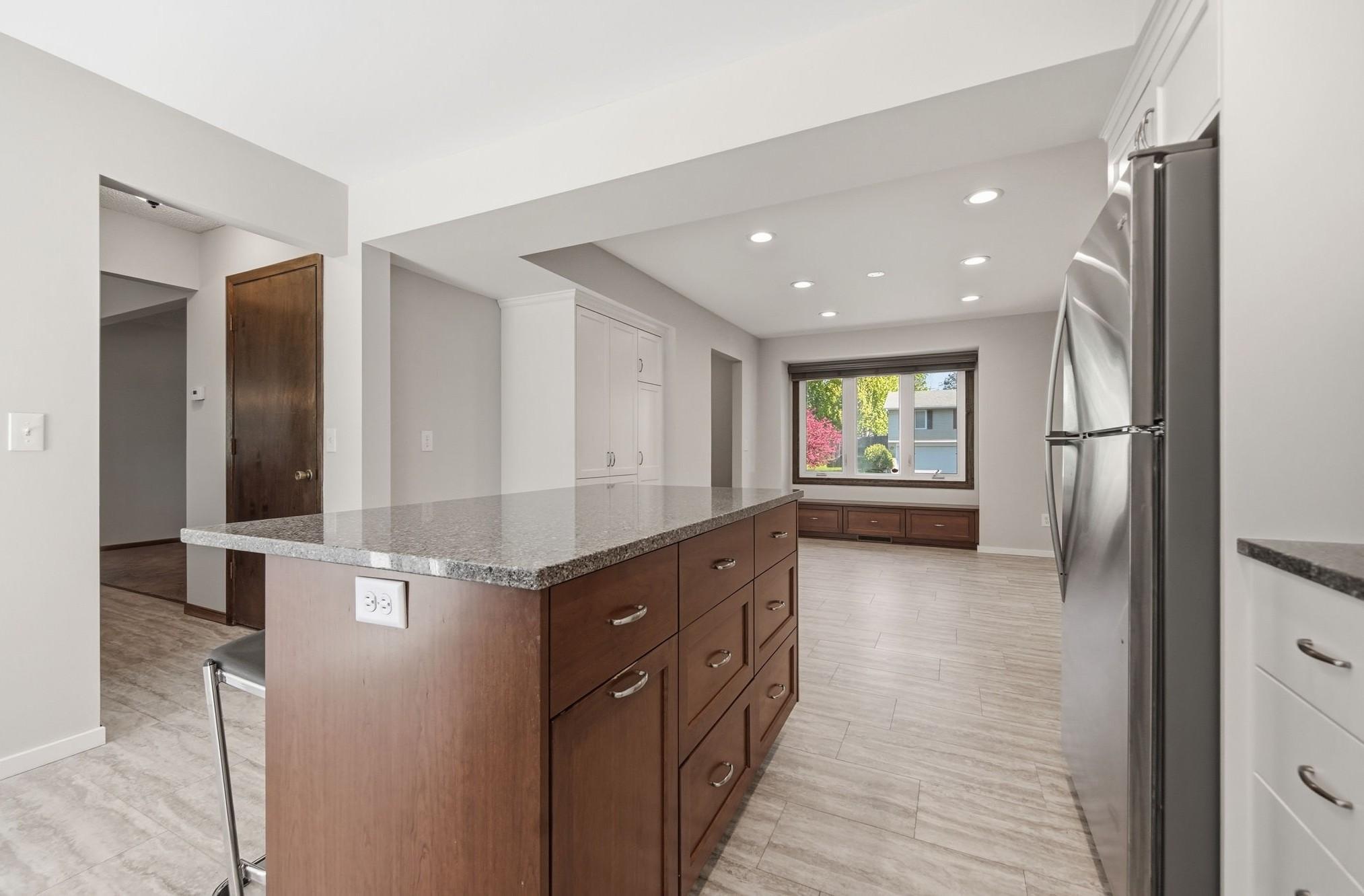 Updated kitchen with large center island