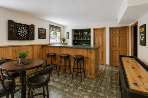 Spacious lower-level walkout living area offering the perfect setup for entertaining, game nights, movie watching, or hosting family and friends year-round.