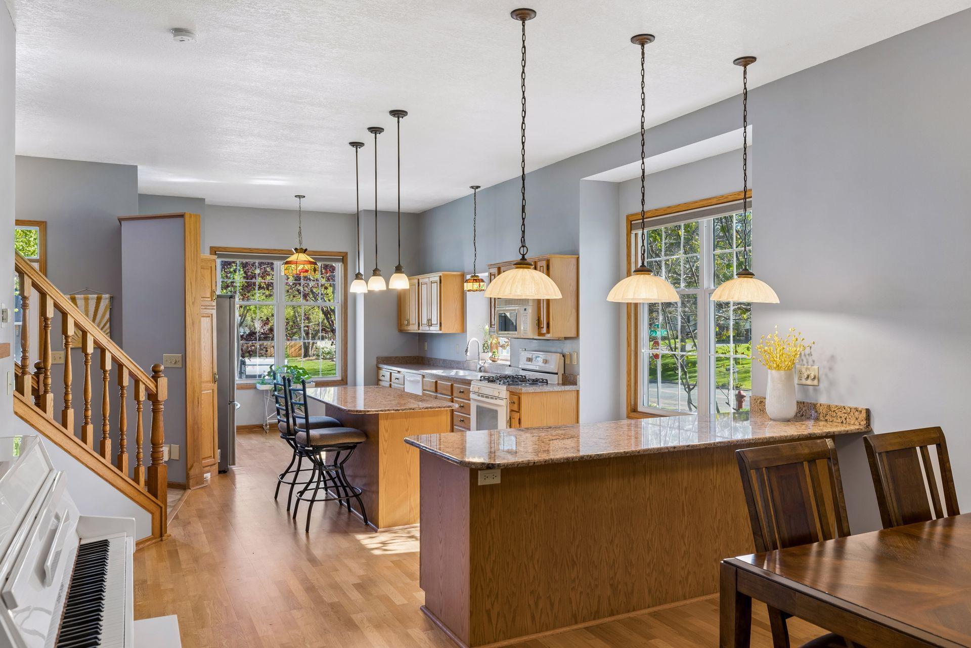 Large windows flood the space with natural light.