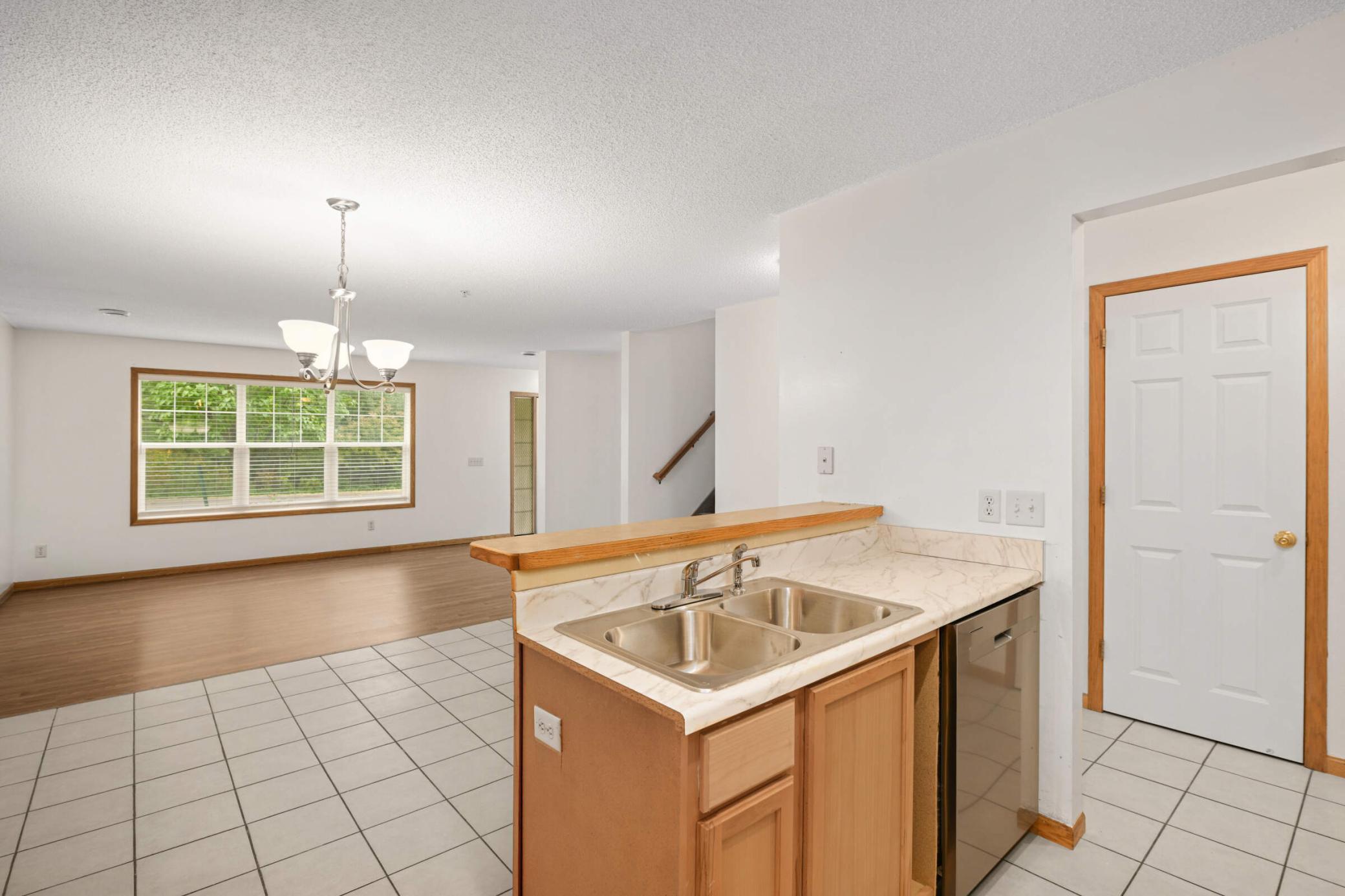 View from kitchen to living area