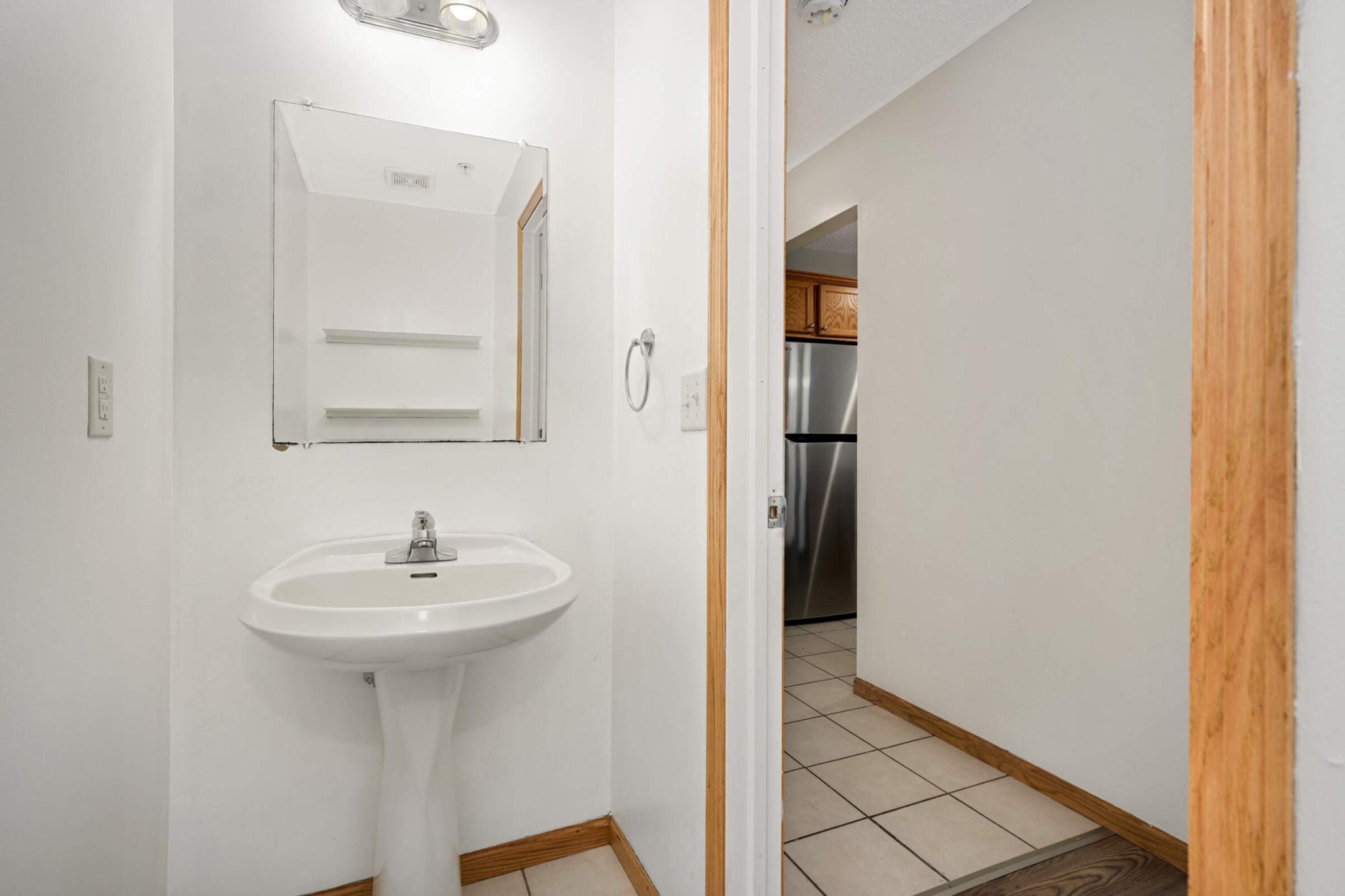Convenient half bath on main level