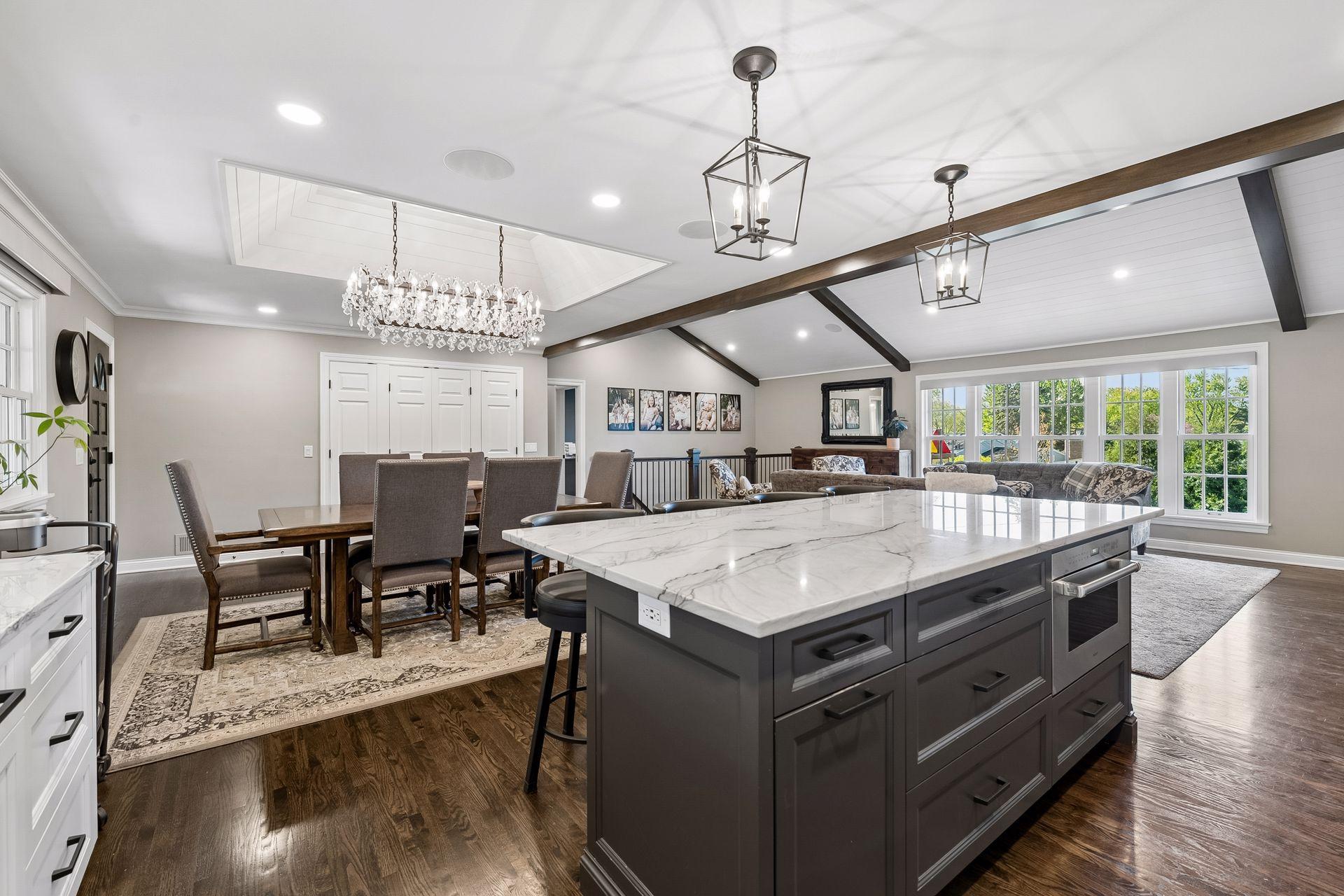 Kitchen Looking into Dining & Living Areas
