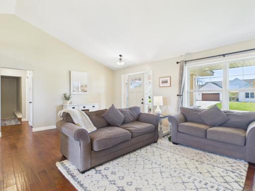 Wide open living room with plenty of natural light.