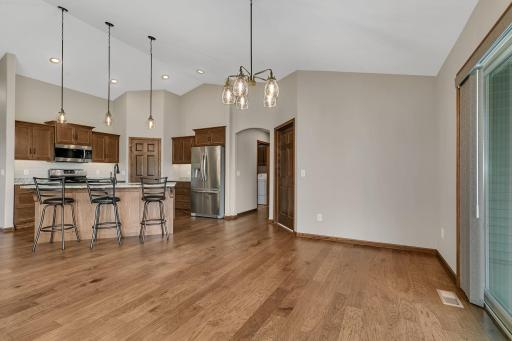 Dining room flows to screened in porch