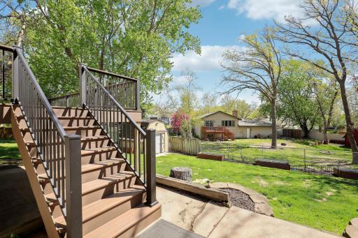 The backyard is enclosed with a chain-link fence, offering both openness and defined yard space.