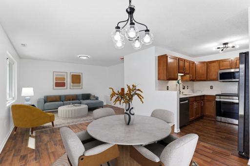 Bright, open, and welcoming!
This beautifully designed space offers a seamless flow between the kitchen, dining, and living areasâperfect for everyday living, relaxing, or entertaining guests. Photo has been virtually staged.